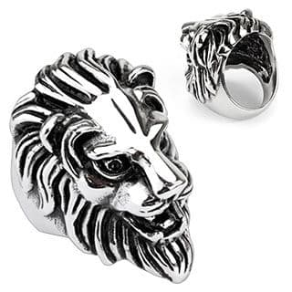 Stainless Steel Men's Lion Head Gothic Cast Ring