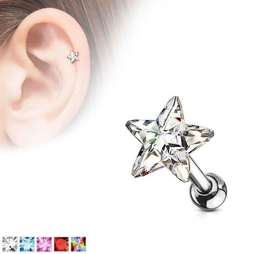 Star Gem Top Cartilage Bar
