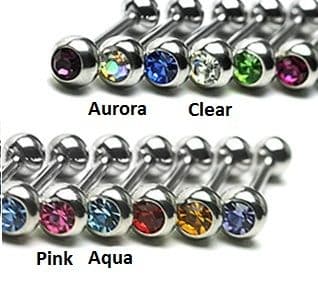 Surgical Steel Barbell with Set Gem Ball