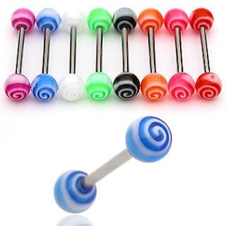 Surgical Steel Barbell with UV Tornado Balls