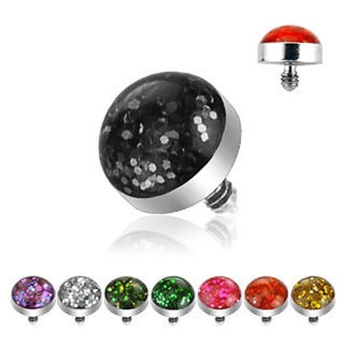Surgical Steel Internally Threaded 4mm Glitter Dome Dermal Anchor Top