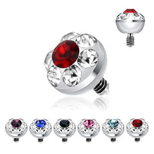 Surgical Steel Internally Threaded 4mm Multi Gem Ferido Dermal Anchor Top