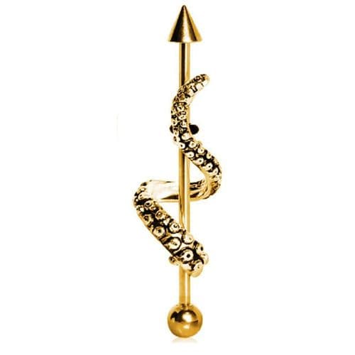 Tentacle Wrap Gold Plated Industrial Barbell Scaffold Bar