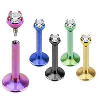 Titanium Anodised Internally Threaded Gem Labret Monroe