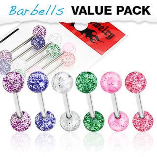 Tongue Bar with Glitter Ball