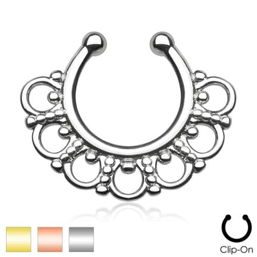 Tribal Fan Non-Piercing Septum Ring Hanger