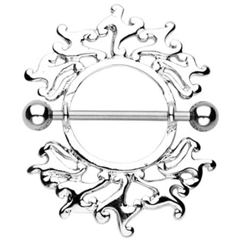 Tribal Flare Nipple Shield Piercing