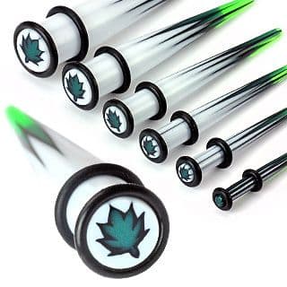 UV Acrylic Pot Leaf Ear Taper with O-Rings