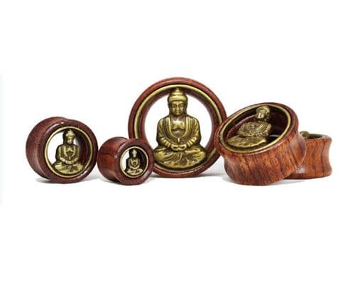 Wooden Buddha Flared Ear Stretcher Tunnel
