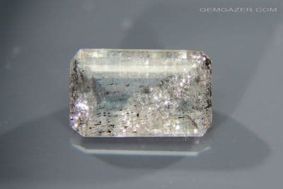 Aquamarine Sunstone with schiller effect, faceted, Brazil. 3.06 carats. (Video)