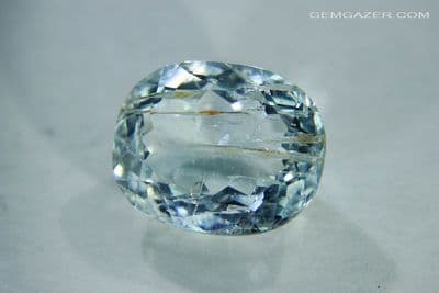 Aquamarine with growth tube inclusions, faceted, Brazil. 8.65 carats.