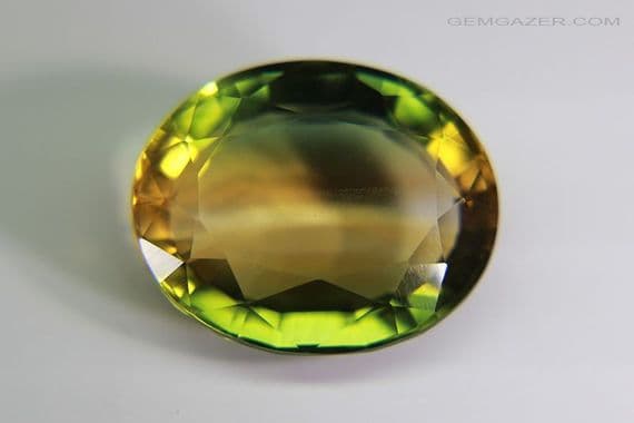 Bi-colour synthetic Quartz, faceted. 20.74 carats.