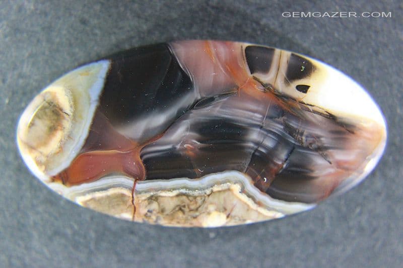 Big Diggins Smoke and Fire Agate cabochon New Mexico USA 35 41 carats