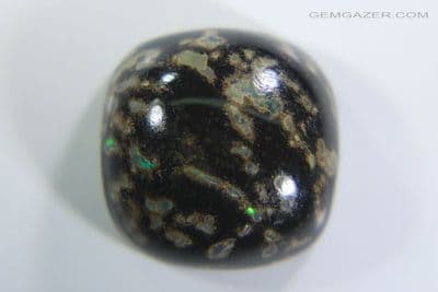 Black Leopard Opal cabochon, Mexico. 5.22 carats. (Video)