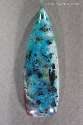 Chrysocolla cabochon with Malachite, Turquoise etc. Arizona USA. 29.96 carats.