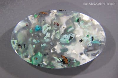 Chrysocolla & Native Copper in Chalcedony cabochon, Indonesia. 61.20 carats.