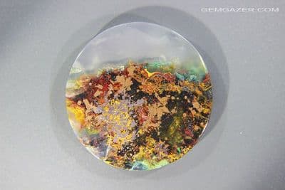 Chrysocolla & Native Copper in Chalcedony cabochon, Indonesia. 80.30 carats. (Video)