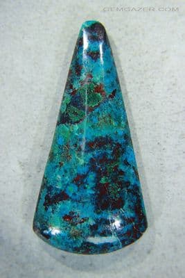 Chrysocolla with Malachite & Cuprite cabochon, Peru. 47.12 carats.