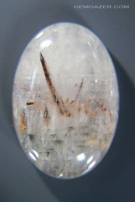 Colourless Quartz cabochon with Goethite inclusions, Brazil. 18.86 carats.