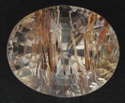 Colourless Topaz with Limonite inclusions, faceted,  Brazil.  57.76 carats.