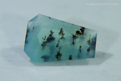 Dendritic paraiba-blue Opal, faceted, Peru. 1.47 carats.