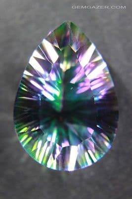 Diffusion-treated Mystic Quartz, faceted.  33.95 carats.