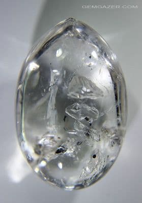 Enhydro Quartz cabochon with 2 moving bubble inclusions, Madagascar. 76.44 carats. (Video).