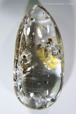 Enhydro Quartz cabochon with 3 moving bubble inclusions, Madagascar. 55.83 carats. (Video)
