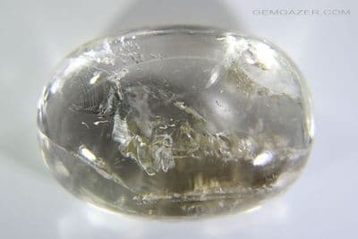 Enhydro Quartz cabochon with moving bubble, Madagascar. 34.23 carats. (Video)