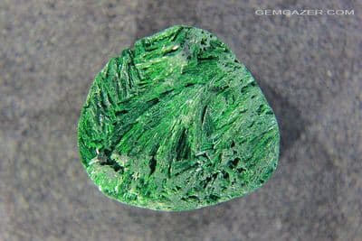 Fibrous Malachite cabochon, D.R. Congo. 38.97 carats. (Video)