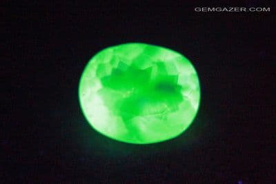 Fluorescent Hyalite Opal, faceted, Hungary. 1.33 carats.