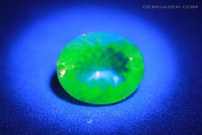 Fluorescent Hyalite Opal, faceted, Hungary. 3.25 carats.