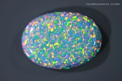 Gilson blue Opal simulant cabochon, France. 11.79 carats. (Video)