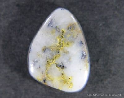 Gold in Quartzite cabochon, 16-1 mine, California, USA.  8.49 carats.
