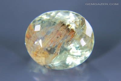 Green Beryl with growth tube inclusions, Brazil. 18.45 carats.