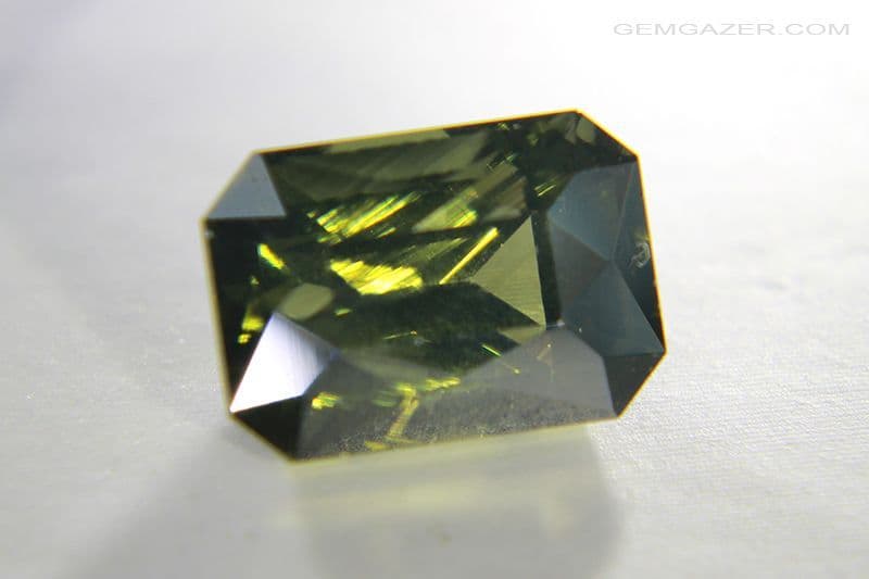 Green metamict Zircon faceted Sri Lanka 3 19 carats