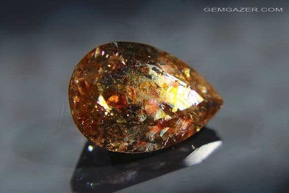 Oligoclase Confetti Sunstone, faceted, Tanzania. 3.56  carats. (Video)  ** SOLD **