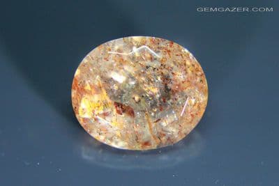 Oligoclase 'Confetti' Sunstone, faceted, Tanzania. 4.55 carats. (Video)