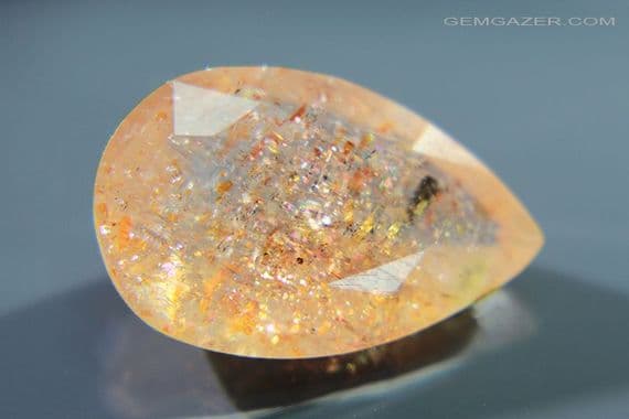 Oligoclase 'Confetti' Sunstone, faceted, Tanzania. 9.80 carats. (Video)