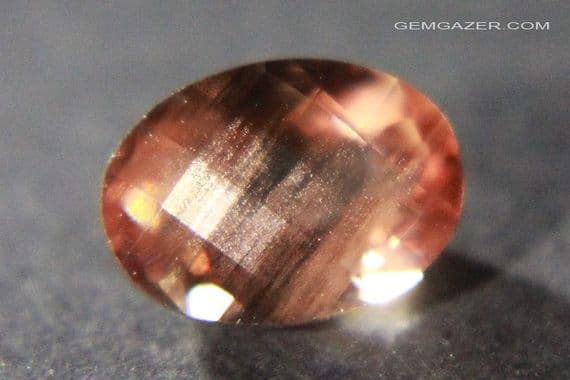 Oligoclase red copper Sunstone with schiller, faceted, Dust Devil mine, Oregon, USA.  0.72 carat.