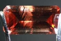 Oligoclase red copper Sunstone with schiller, faceted, Oregon, USA. 1.35 carats.