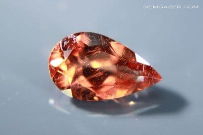 Oligoclase red copper Sunstone with schiller, faceted, Oregon, USA. 2.13 carats.