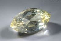 Oligoclase Sunstone, pale peach-yellow with pink schiller, faceted, Mexico. 8.52 carats.