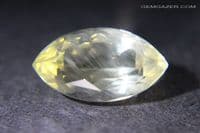 Oligoclase Sunstone, pale peach-yellow with pink schiller, faceted, Mexico. 8.52 carats.