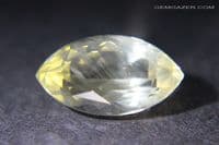 Oligoclase Sunstone, pale peach-yellow with pink schiller, faceted, Mexico. 8.52 carats.