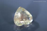 Oligoclase Sunstone, pale peach-yellow with pink schiller, faceted, Oregon, USA. 2.73 carats.