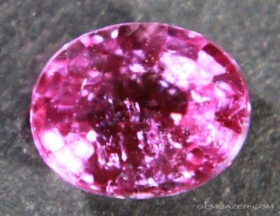 Pink Sapphire, faceted, Madagascar, lead glass filled.  1.39 carats.