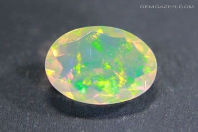 Precious Opal, faceted, Welo, Ethiopia. 1.73 carats. (Video)