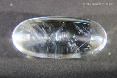 Quartz cabochon with 'Blue Angel Feather' phantom, Madagascar. 28.82 carats.