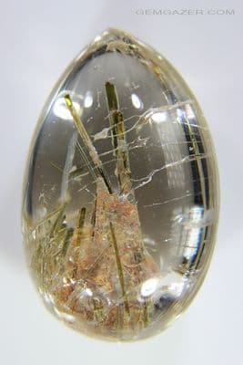 Quartz cabochon with Epidote inclusions, Brazil. 41.21 carats. ** SOLD **